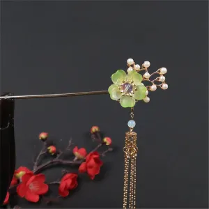Chinese Style Hanfu wear Female Ancient Style Golden Flower Hairpin Bride Crystal Hairbrush wear A