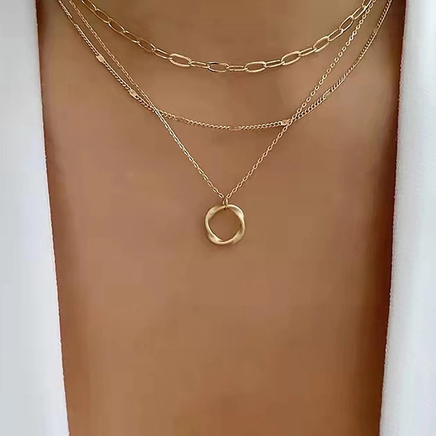 Choistily Gold Layered Necklaces for Women Gold Necklace Stack Dainty Necklace for Women Layering Herringbone Paperclip Necklace for Women Charm Necklace Gold Jewelry Gifts for Women