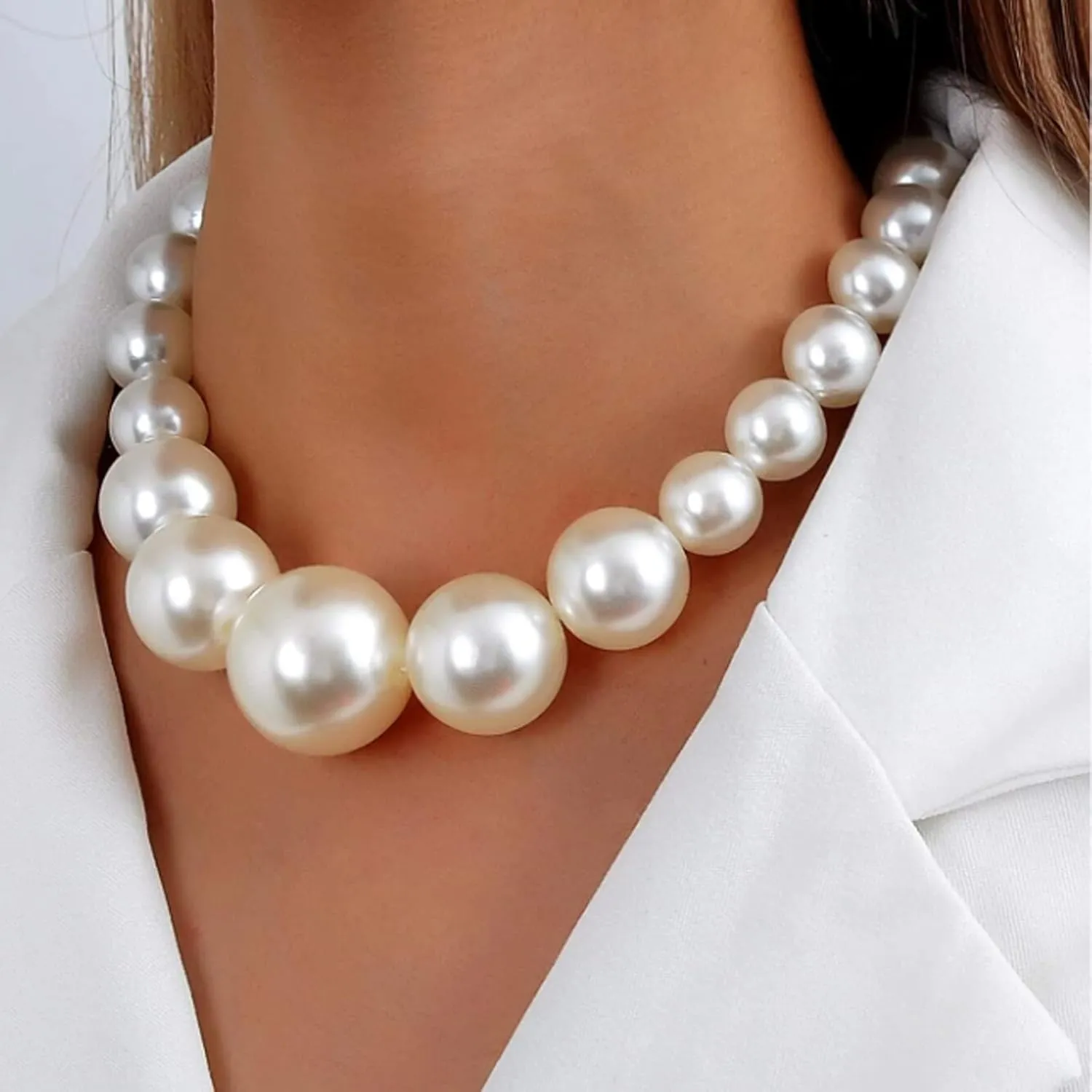 Choistily Pearl Necklace and Earring Set Red Pink Black Purple Pearl Jewelry Layered Faux Big Pearl Necklace Vintage Costume Jewelry for Women Pearl Costume Accessories Wedding Jewelry Trendy Gifts