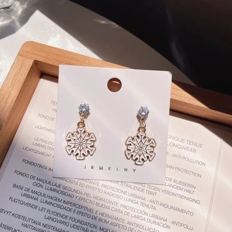 Christmas Earrings Cartoon Cute Santa Elk Earrings Sterling Silver Needle Sweet Girl Earrings Wholesale