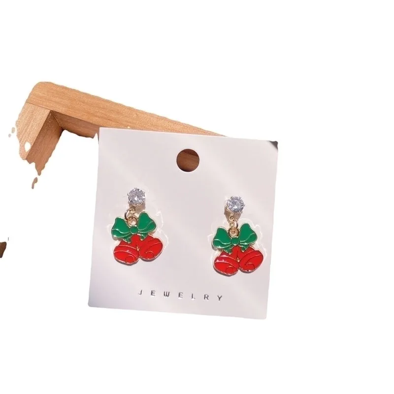 Christmas Earrings Cartoon Cute Santa Elk Earrings Sterling Silver Needle Sweet Girl Earrings Wholesale