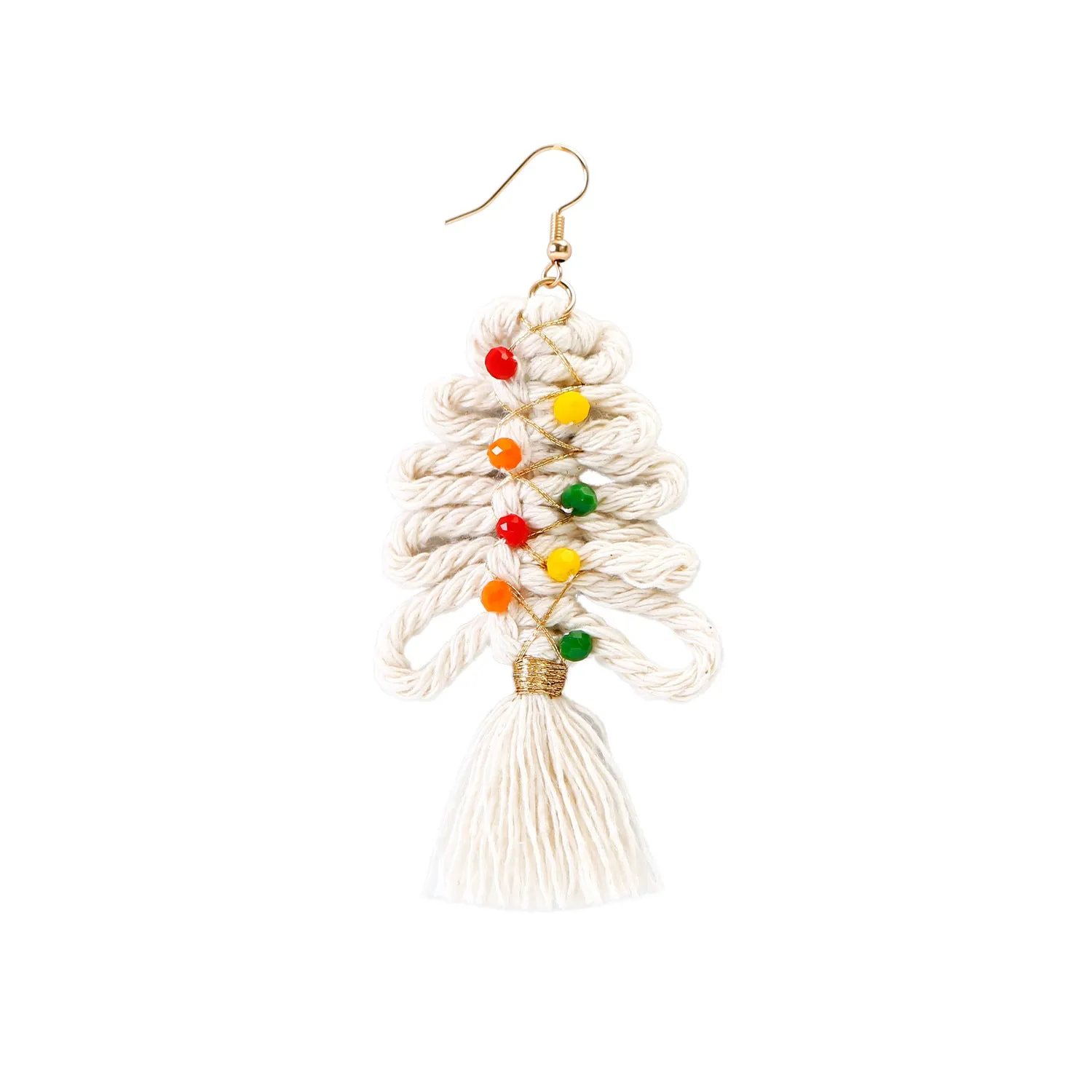 Christmas Earrings female creative cartoon christmas Bohemian tassel woven handmade earrings
