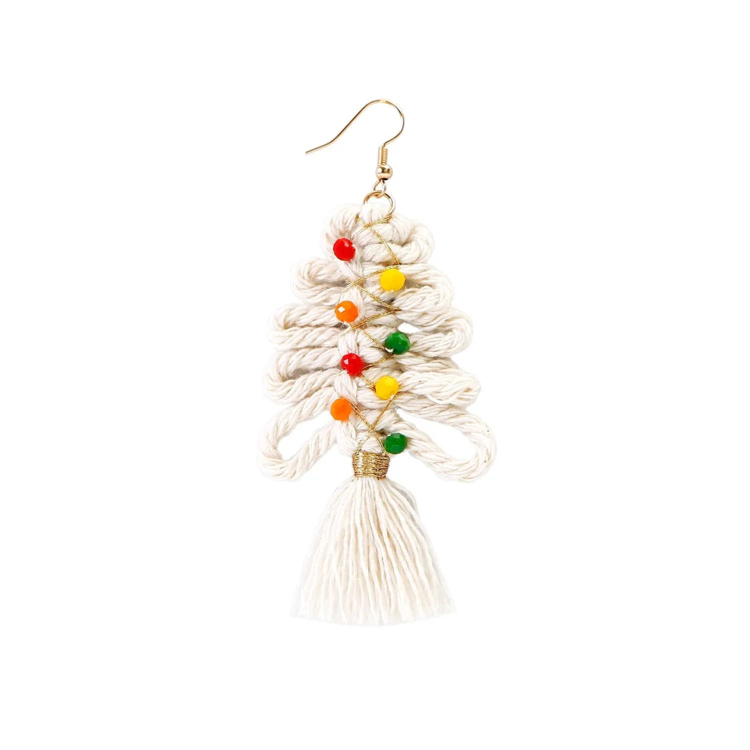 Christmas Earrings female creative cartoon christmas Bohemian tassel woven handmade earrings