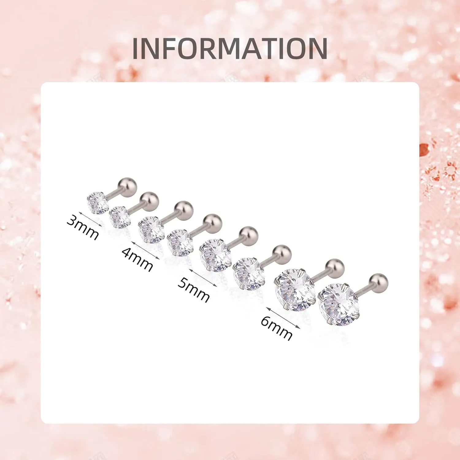 Christmas Earrings Screw Back Sterling Silver Cubic Zirconia Earrings Studs 3MM Genuine Natural Diamond Stud Earrings for Men Women Birthday Anniversar