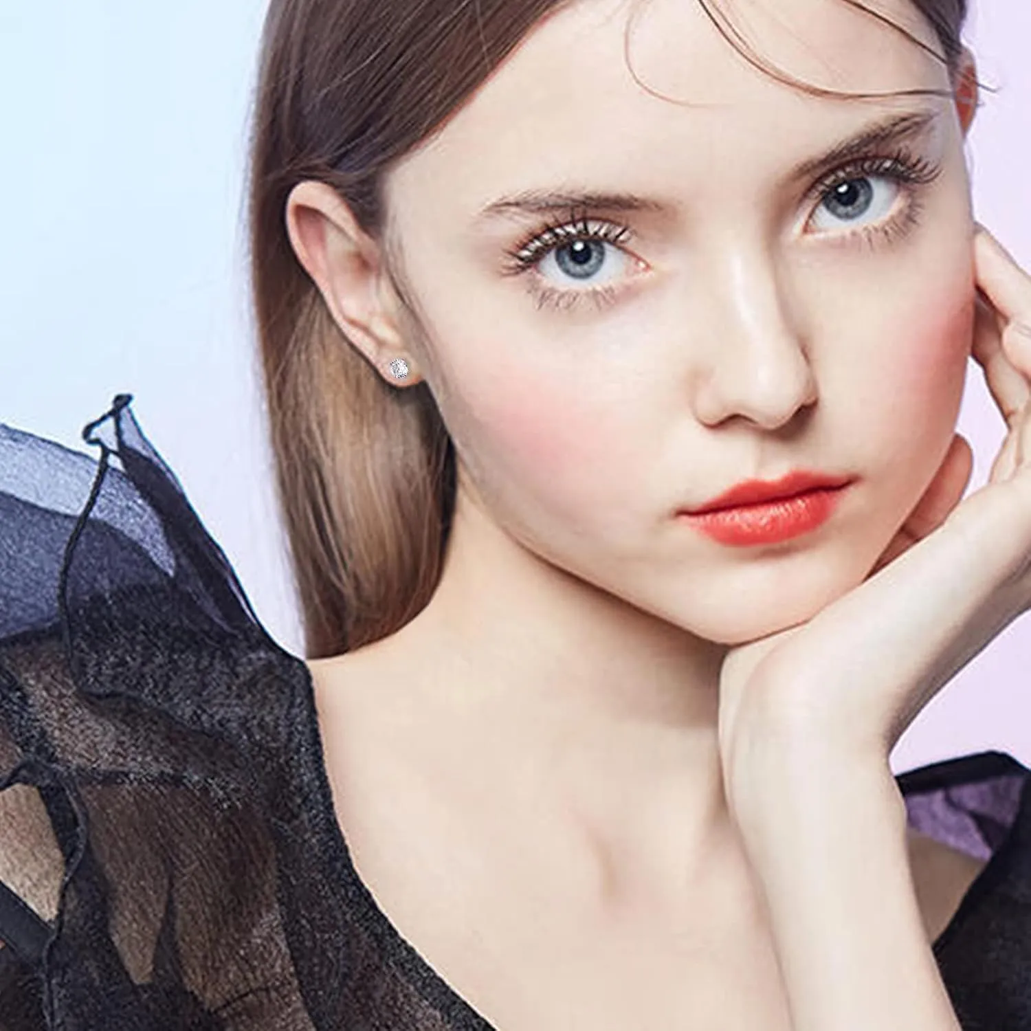 Christmas Earrings Screw Back Sterling Silver Cubic Zirconia Earrings Studs 3MM Genuine Natural Diamond Stud Earrings for Men Women Birthday Anniversar