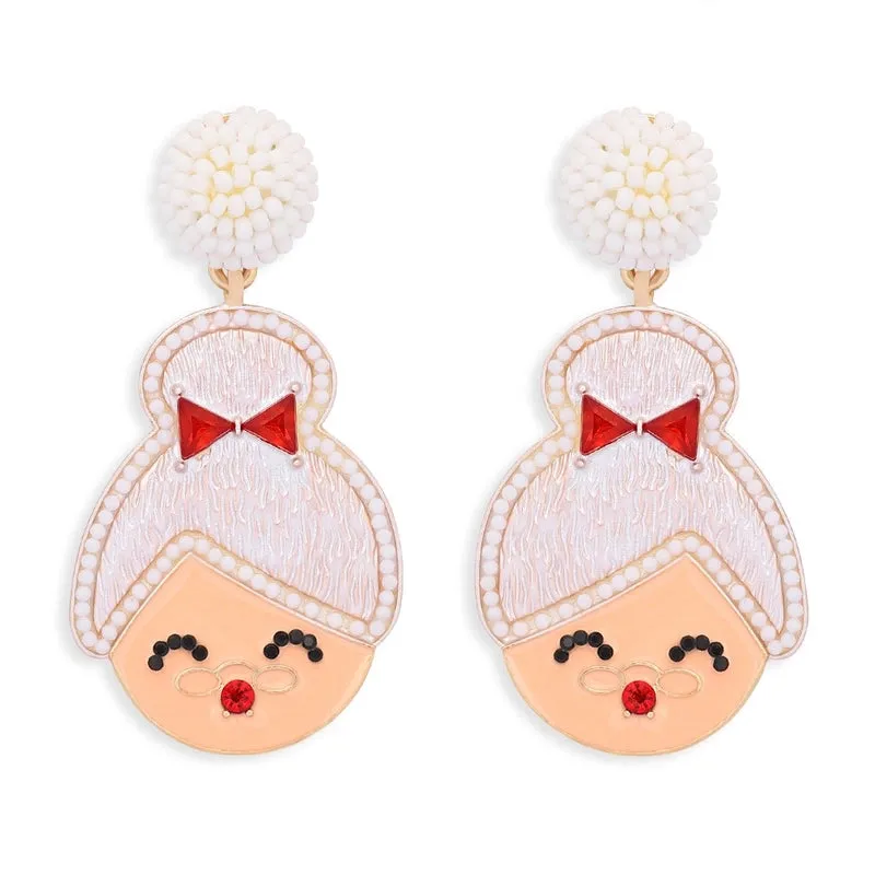 Christmas Element Earrings Creative Funny Rice Beads Snowman Earrings Diamond Bells Christmas Tree Earrings