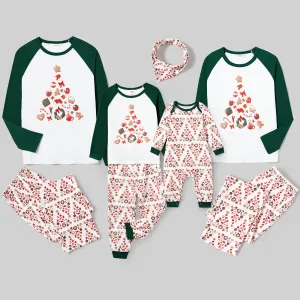 Christmas  Family Matching Color-block Festival Theme Print Long-sleeve Pajamas Sets(Flame resistant)