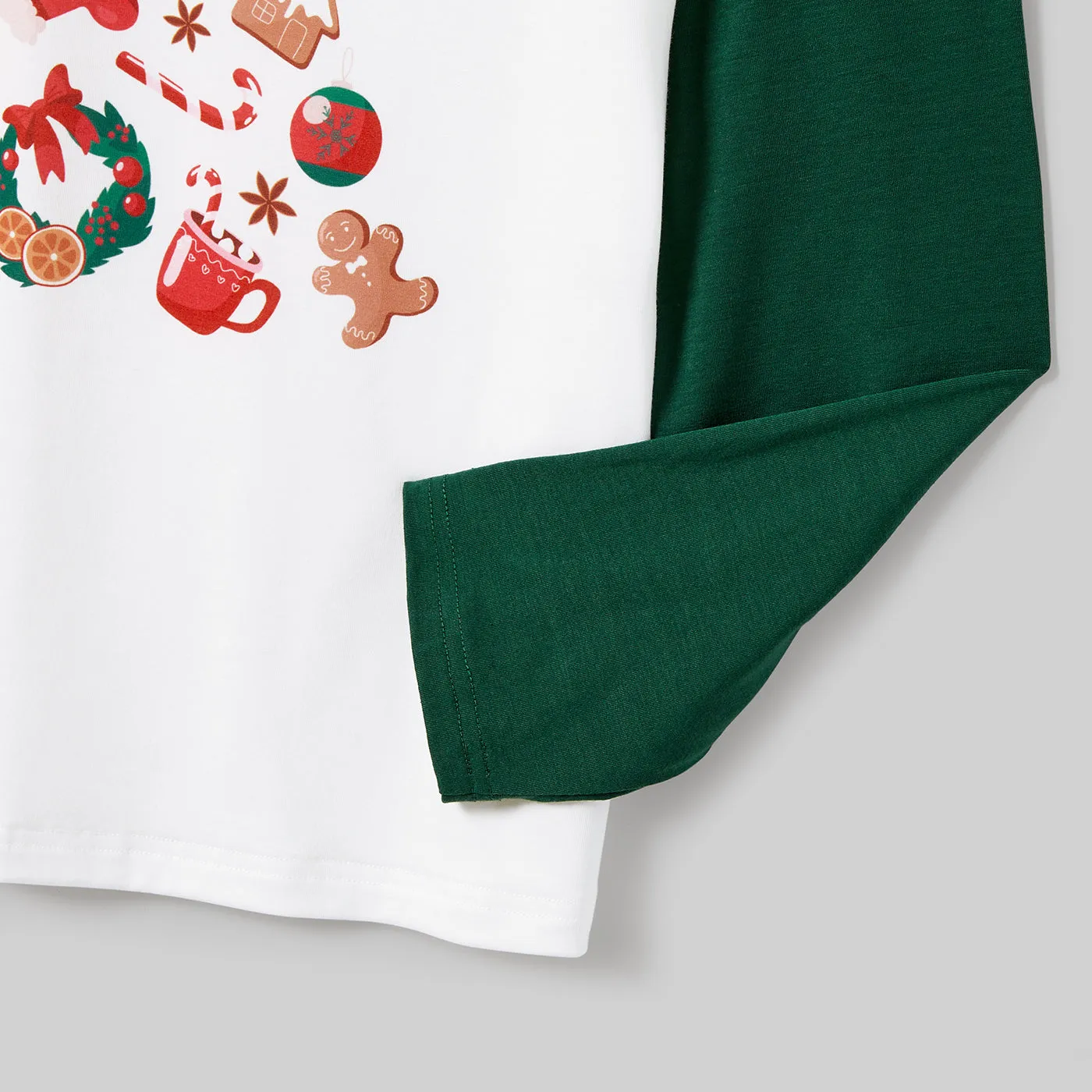 Christmas  Family Matching Color-block Festival Theme Print Long-sleeve Pajamas Sets(Flame resistant)