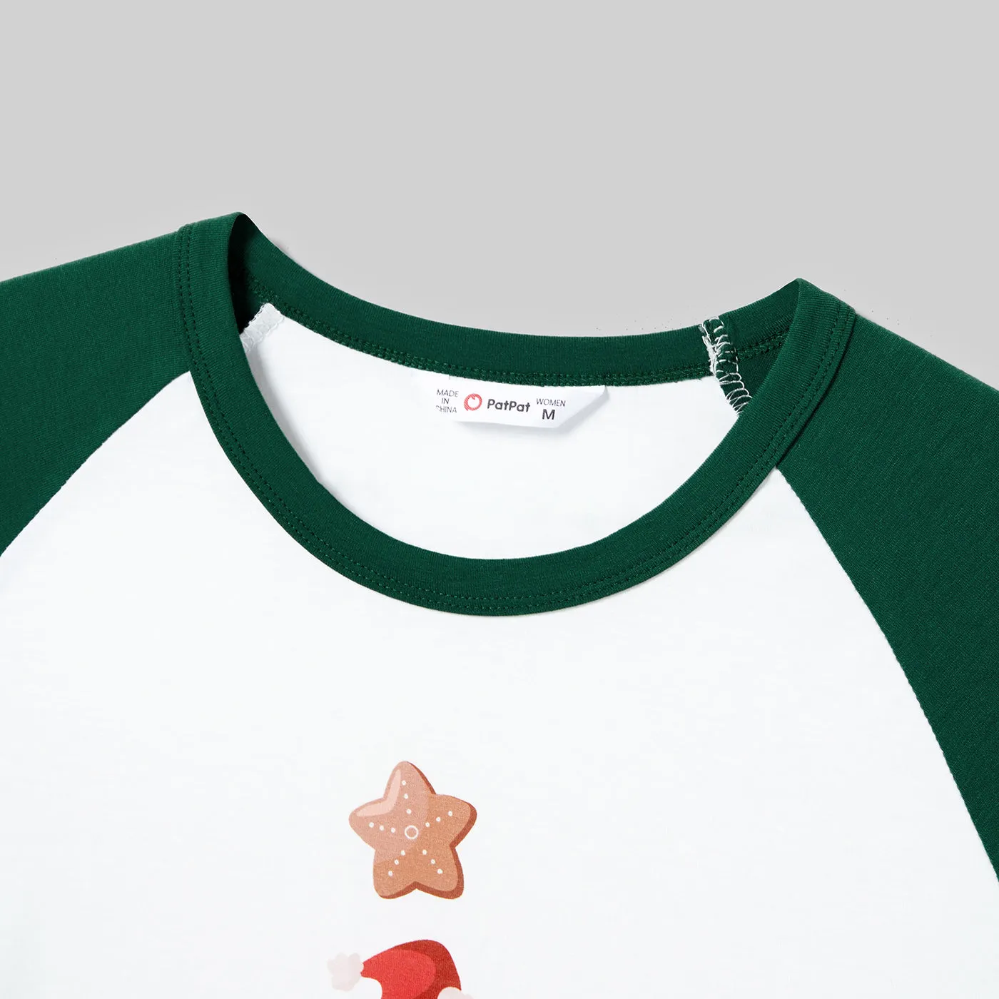 Christmas  Family Matching Color-block Festival Theme Print Long-sleeve Pajamas Sets(Flame resistant)
