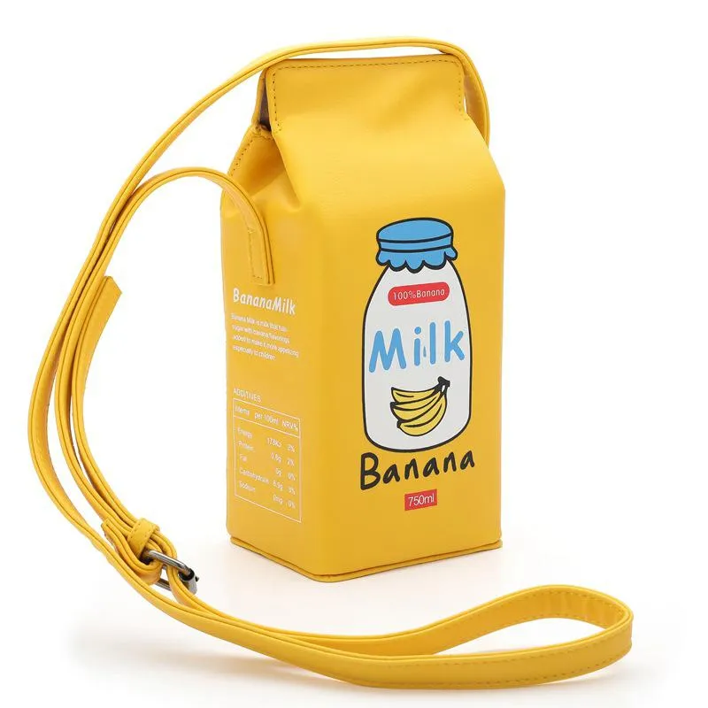 Christmas Gift creative milk box women shoulder bags designer cute fruit print lady messenger crossbody bags harajuku female small purses 2020