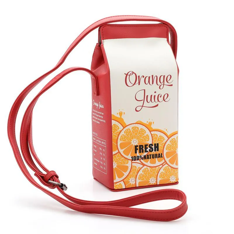 Christmas Gift creative milk box women shoulder bags designer cute fruit print lady messenger crossbody bags harajuku female small purses 2020