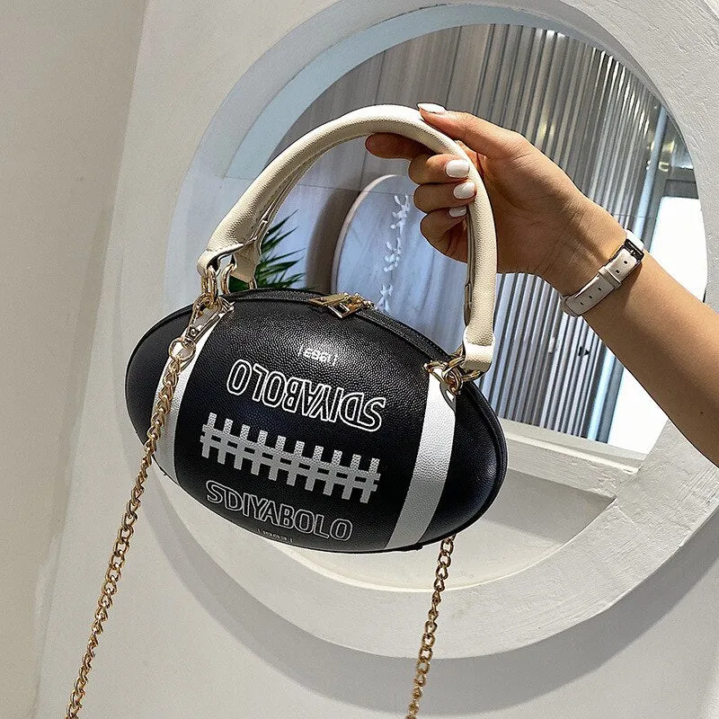 Christmas Gift Rugby Shape Pu Women Crossbody Bag Daily Handbag Girl Purse Luxury Small Novelty Funny Clutch Shoulder Bag 2020 Fashion Ins Hot