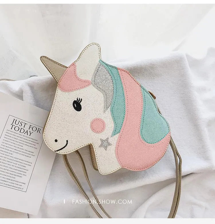 Christmas Gift Unicorn Flap Handbags Women Pu Leather Crossbody Bags Girl Phone Bags Casual Sequin Chain Messenger Ladies Shoulder Bags