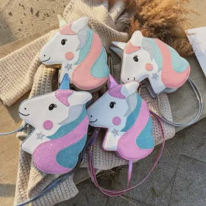 Christmas Gift Unicorn Flap Handbags Women Pu Leather Crossbody Bags Girl Phone Bags Casual Sequin Chain Messenger Ladies Shoulder Bags