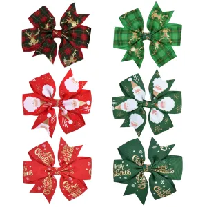 Christmas Hair Bows Clips for Toddler Baby Girls,6Pcs Christmas Bows for Hair Baby Alligator Hair Clips Xmas Hair Barrettes Red Green Bowknot Hairpin Christmas Hair Accessories for Women Girls Gifts