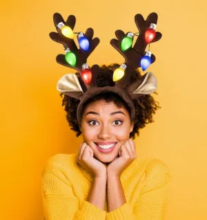 Christmas Jumbo Bulb Light Up Antlers Headband