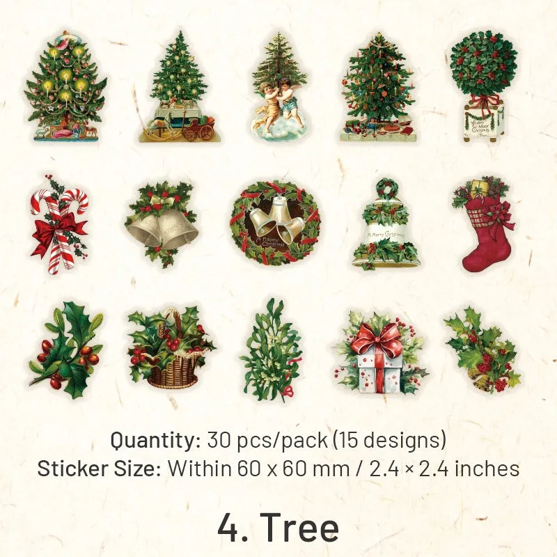 Christmas People Cartoon Clear Transparent Stickers - Girl, Angel, Snowman, Santa Claus, Tree