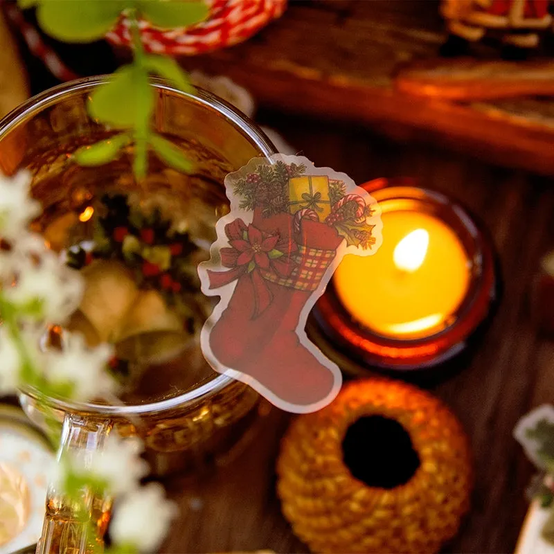 Christmas People Cartoon Clear Transparent Stickers - Girl, Angel, Snowman, Santa Claus, Tree