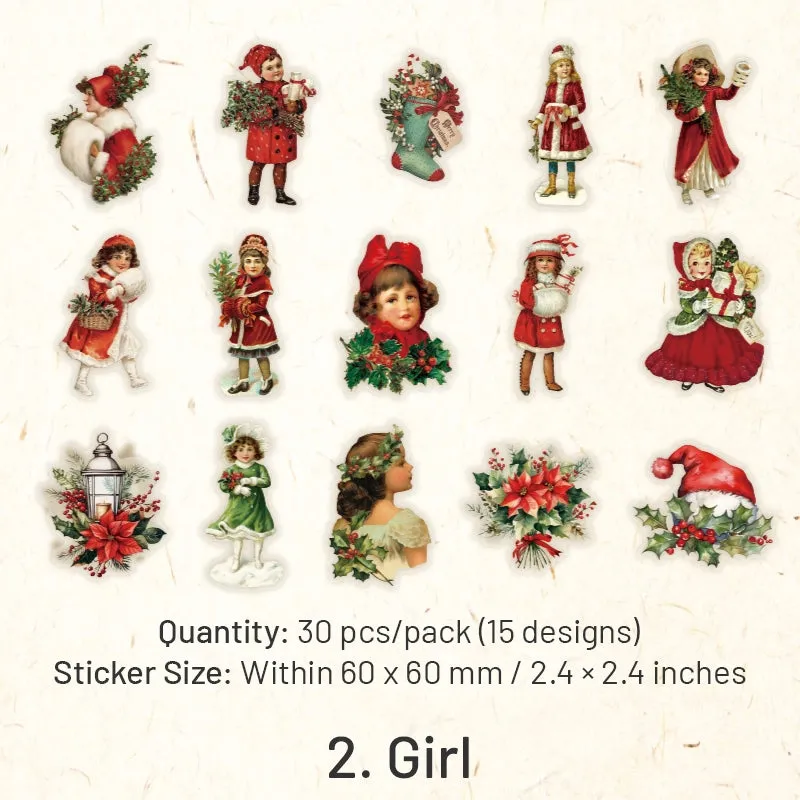 Christmas People Cartoon Clear Transparent Stickers - Girl, Angel, Snowman, Santa Claus, Tree