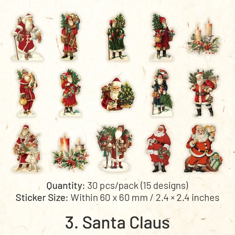 Christmas People Cartoon Clear Transparent Stickers - Girl, Angel, Snowman, Santa Claus, Tree