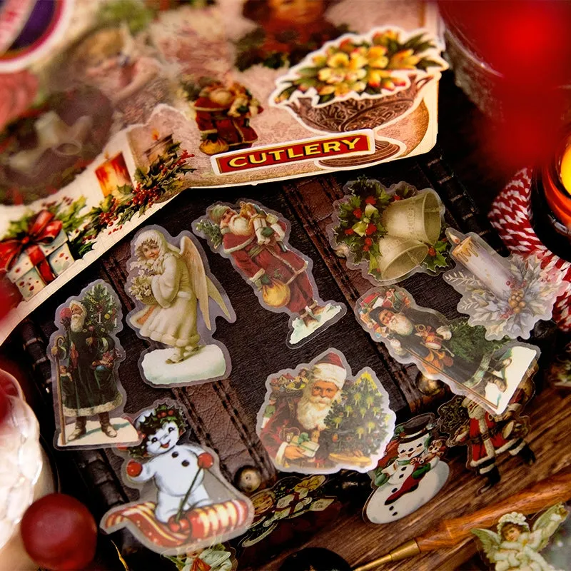 Christmas People Cartoon Clear Transparent Stickers - Girl, Angel, Snowman, Santa Claus, Tree