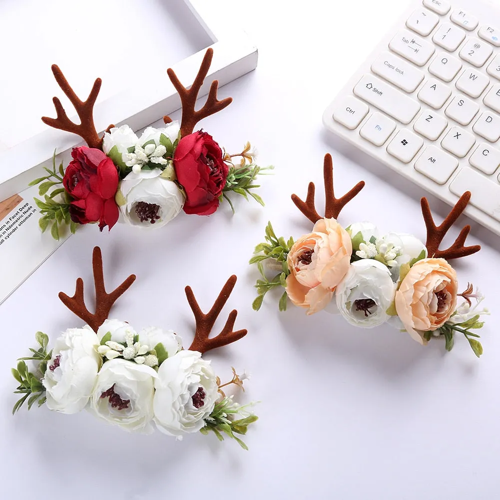 Christmas Reindeer Antler Baby Headbands Newborn Photography Props