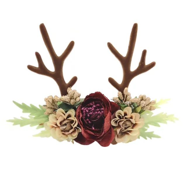 Christmas Reindeer Antler Baby Headbands Newborn Photography Props
