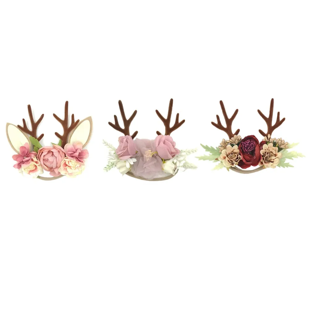 Christmas Reindeer Antler Baby Headbands Newborn Photography Props