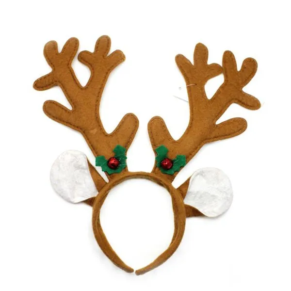Christmas Reindeer Antler Headband with Holly Bells