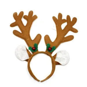 Christmas Reindeer Antler Headband with Holly Bells
