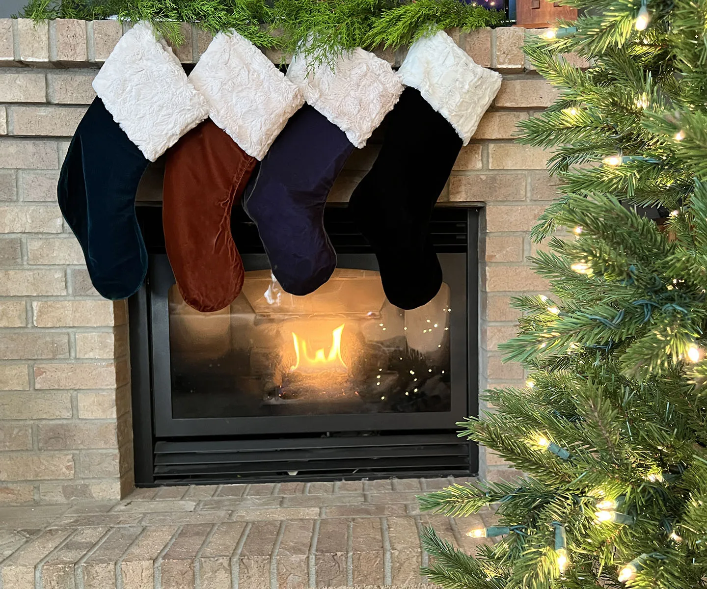 Christmas Stocking - Assorted Festive Velvets with Assorted Cuddly Faux Fur Cuffs
