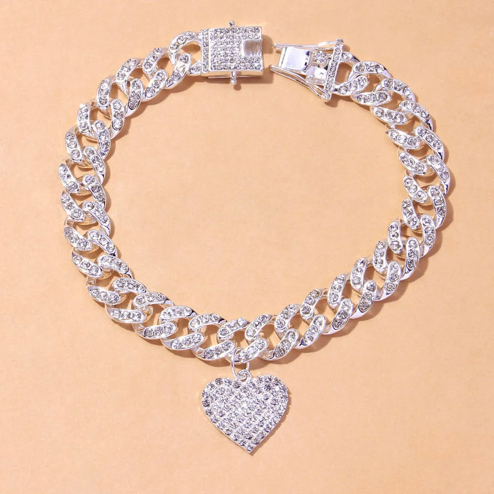 Chunky Miami Cuban Link Chain Anklet Iced Out Bracelet for Women