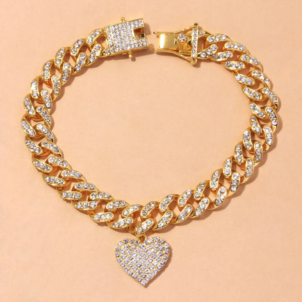 Chunky Miami Cuban Link Chain Anklet Iced Out Bracelet for Women