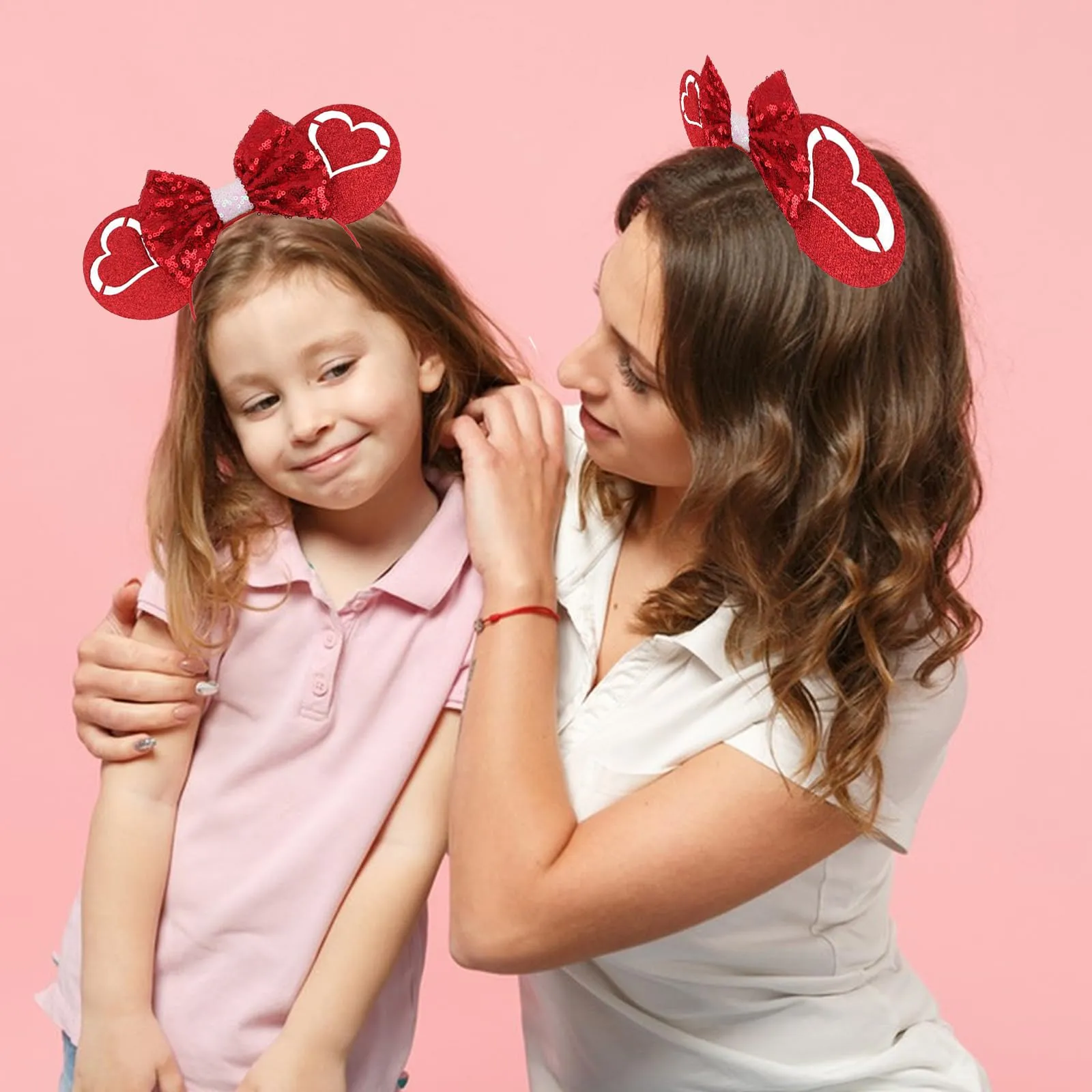CIVFCRT Hearts Headbands Red Hearts Romantic Hair Decoration for Girls Women Dating Hair Decoration