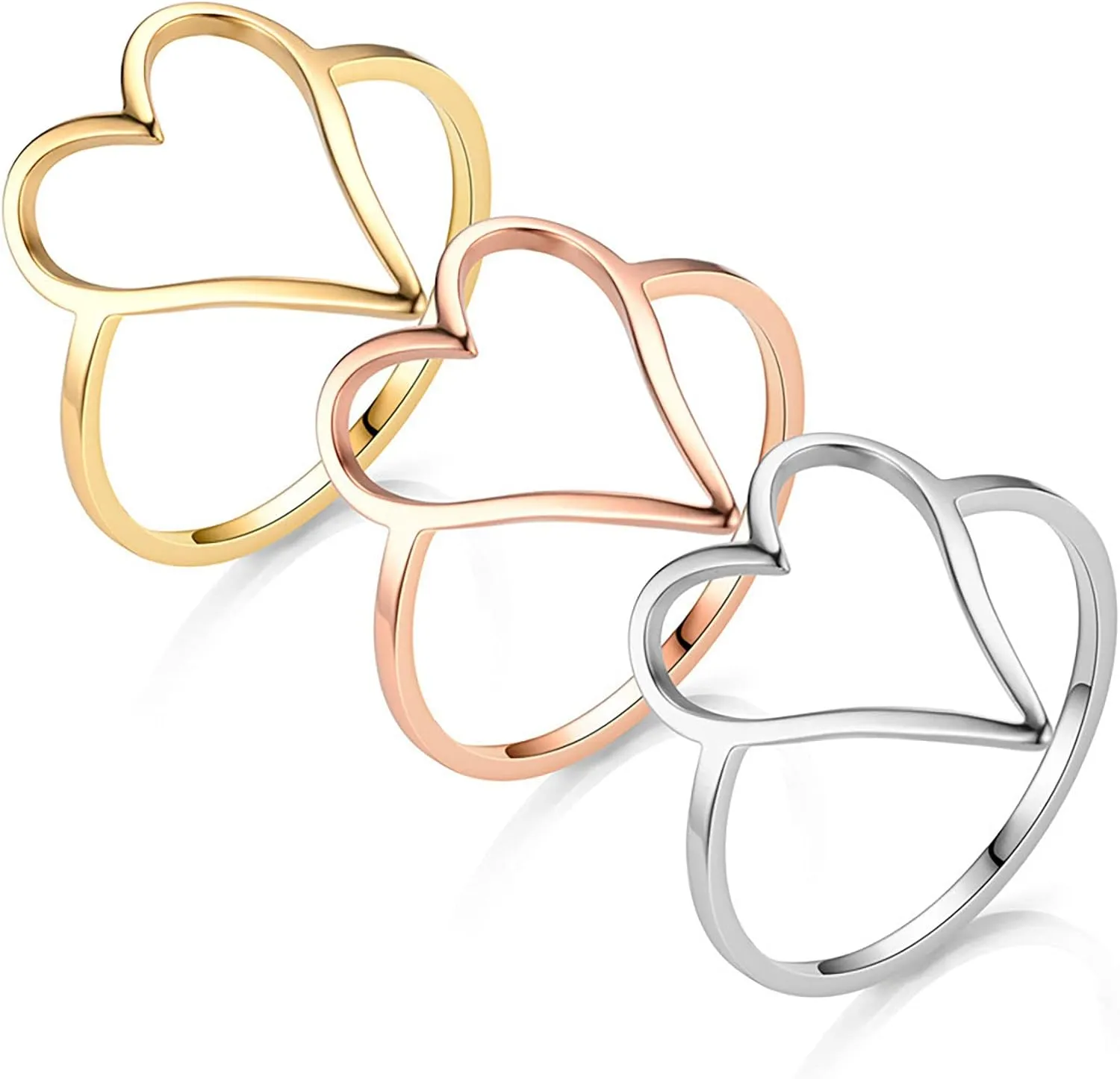 Classic 925 Silver Handmade Ring Heart Shaped Gold Band Statement Rings Minimalist Ring Jewelry for Men Women