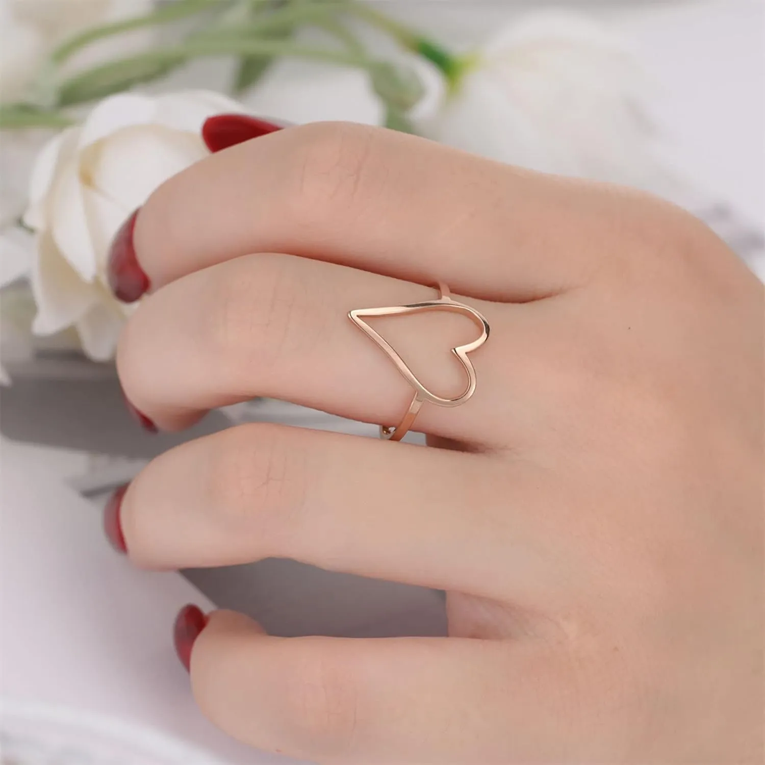 Classic 925 Silver Handmade Ring Heart Shaped Gold Band Statement Rings Minimalist Ring Jewelry for Men Women