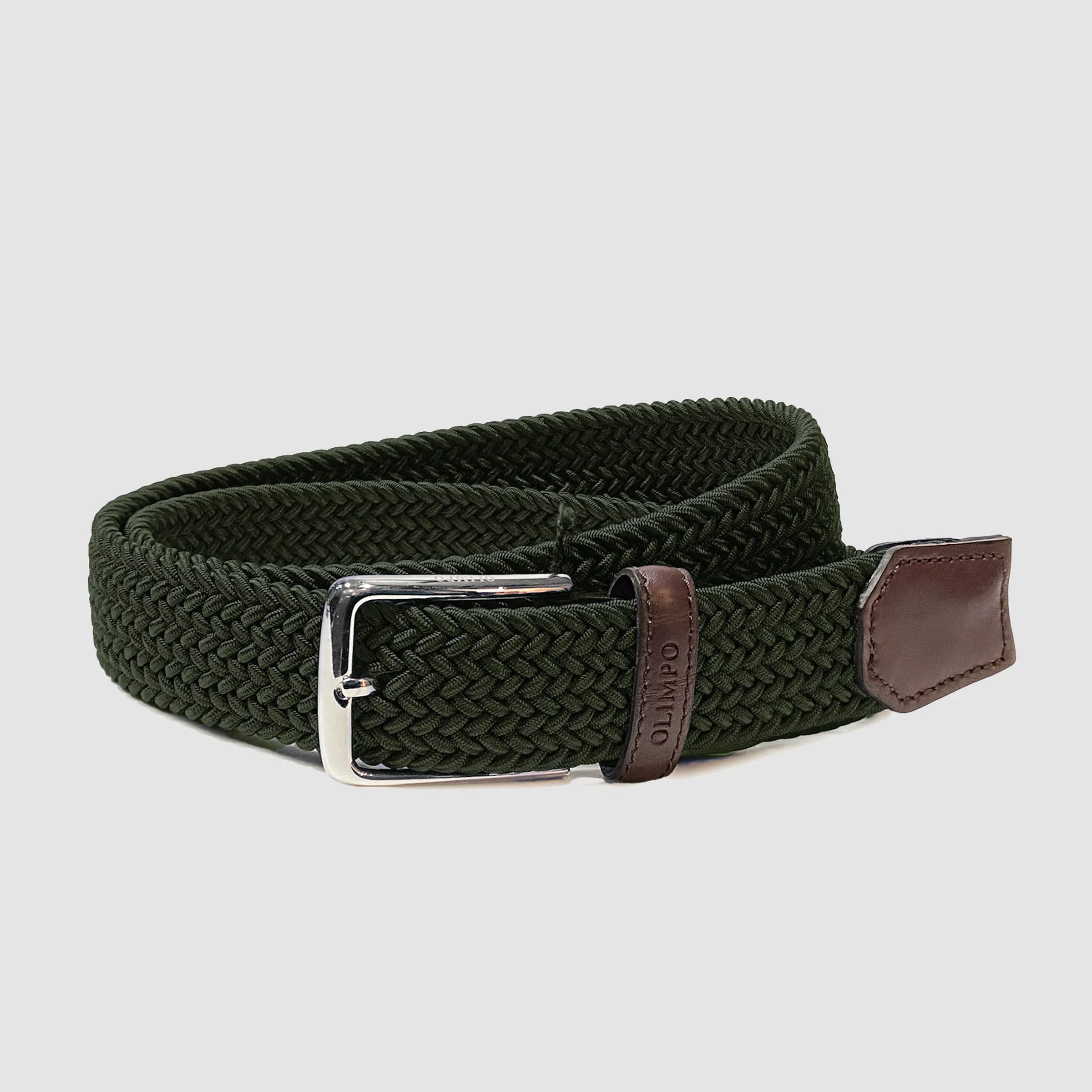 Classic Elasticated Woven Belt Military Green