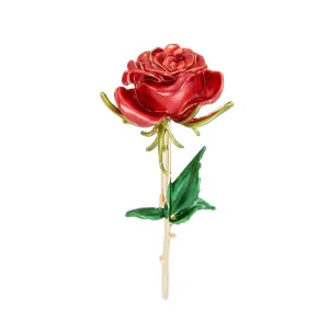 Classic Enamel Rose Flower Brooches For Women
