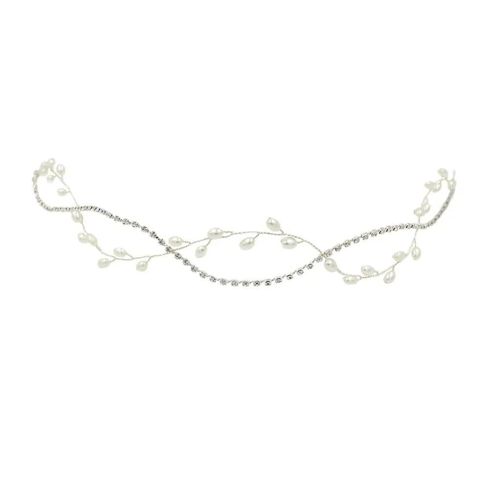 Classic Silver Pearl Headband Make Up Headdress Wedding Hair Accessories Bridal Head Chain