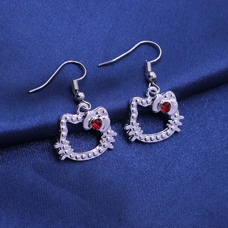 clavicle chain retro KT cat earrings