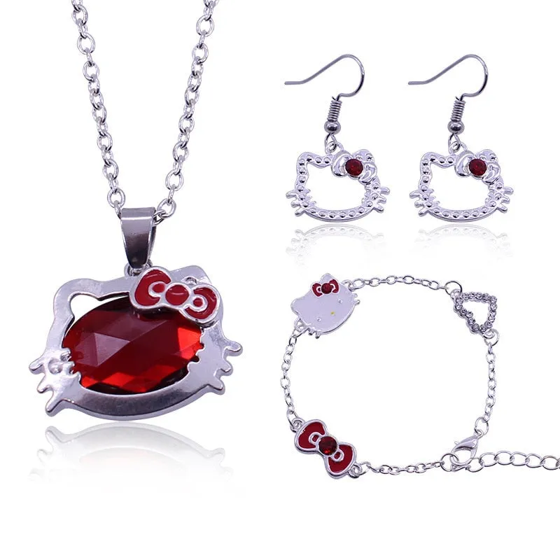 clavicle chain retro KT cat earrings