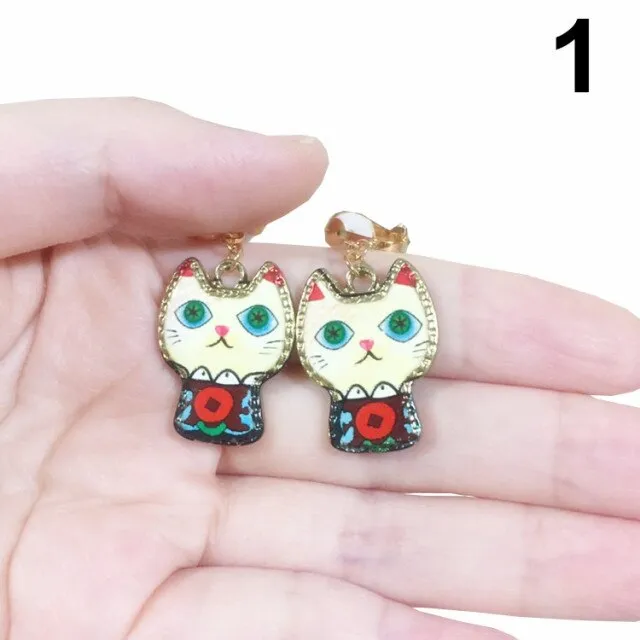 Clip On Earrings Kids Cute Cartoon Animal Cat Ear No Piercing Ear Rings