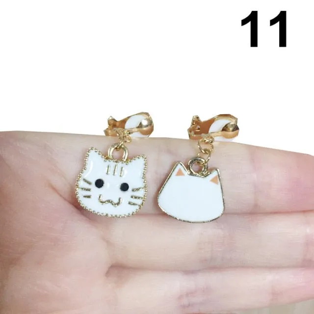Clip On Earrings Kids Cute Cartoon Animal Cat Ear No Piercing Ear Rings