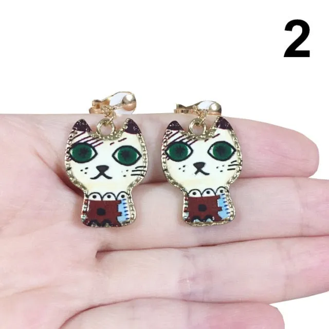 Clip On Earrings Kids Cute Cartoon Animal Cat Ear No Piercing Ear Rings