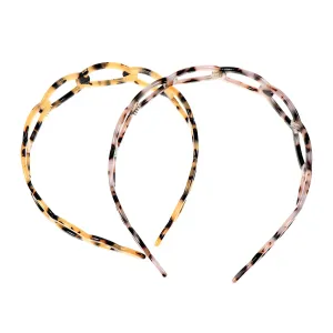 CLISPEED 2pcs Tortoiseshell Hair Hoop Headband Shell Hair Clip for Women Scrunchie Headband Anti-slip Design Random