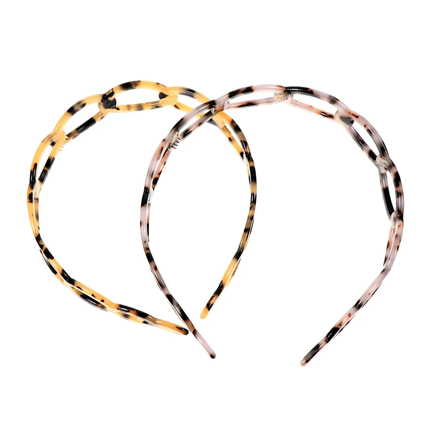 CLISPEED 2pcs Tortoiseshell Hair Hoop Headband Shell Hair Clip for Women Scrunchie Headband Anti-slip Design Random