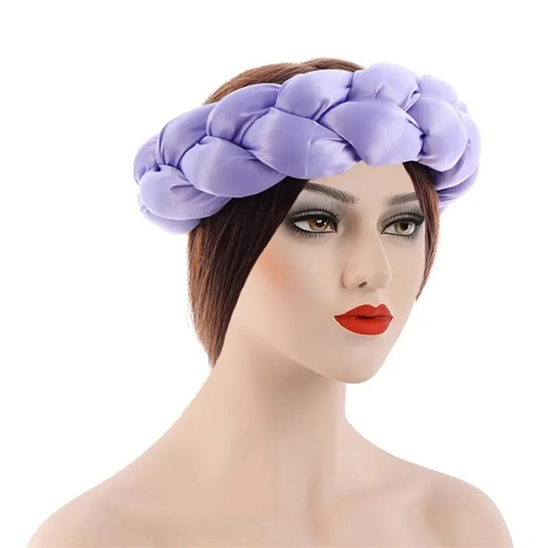 Cobric Satin Twist Braids Hair Tie Headbands For Women Hair Accessories Elastic Hair bands Ladies Turban Bandage Headwear color 1743