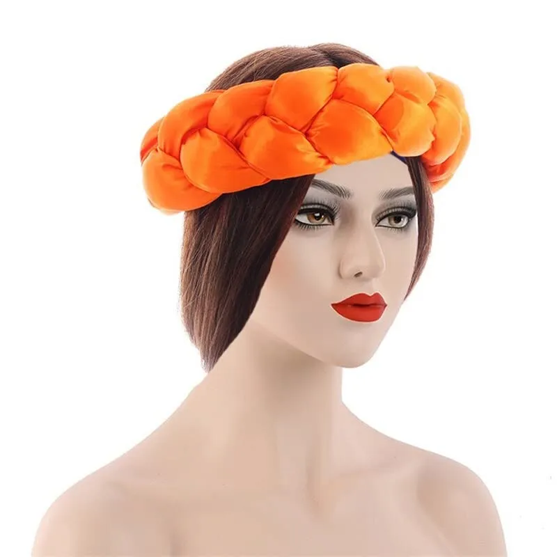 Cobric Satin Twist Braids Hair Tie Headbands For Women Hair Accessories Elastic Hair bands Ladies Turban Bandage Headwear color 1748