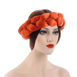 Cobric Satin Twist Braids Hair Tie Headbands For Women Hair Accessories Elastic Hair bands Ladies Turban Bandage Headwear color 1749