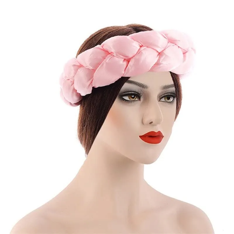 Cobric Satin Twist Braids Hair Tie Headbands For Women Hair Accessories Elastic Hair bands Ladies Turban Bandage Headwear color 1749